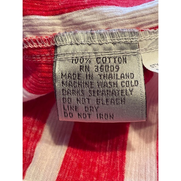 Calvin Klein Womens Button Down Shirt Red Striped Casual Short Sleeve 4 - Picture 5 of 6